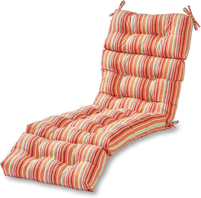 Greendale Home Fashions 72 x 22-inch Outdoor Chaise Lounge Cushion, Coral Stripe