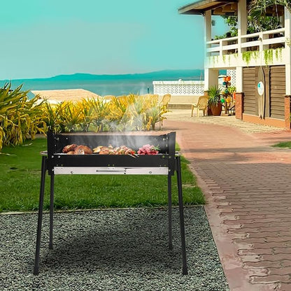Barbecue Charcoal Grill, 27.56 * 15.75 * 9.25in Charcoal Grill Height Adjustable Barbecue Grill Outdoor Cooking Grills Portable Bbq Tool Kits with Seasoning Board for Outdoor Cooking Barbecue Picnics