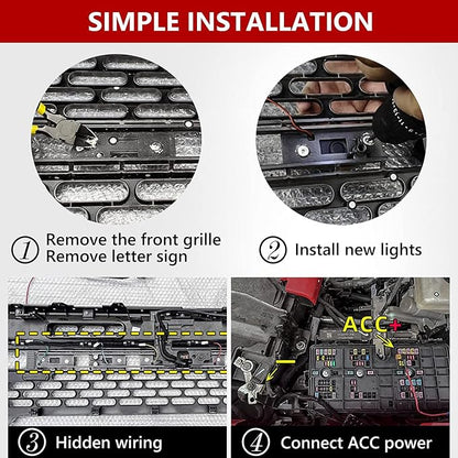 Grille Light Strip for Ford Bronco 2021 2022, Bronco Accessories, Hood Grille LED Dynamic Lights (Zebra Crossing Style)