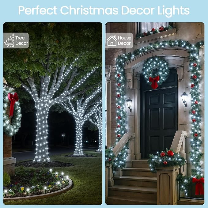 800 LED String Lights, 272FT Super-Long Christmas Lights Outdoor Indoor | Cool White, 13 Modes, Timer, Clear Wire Waterproof Twinkle Fairy Lights Plug in for Bedroom Classroom Patio Xmas Tree Decor