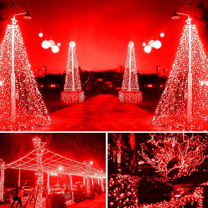 105ft 300 LED Christmas String Lights, End to End Plug 8 Modes | Christmas Lights UL Certified - Outdoor Indoor Fairy Light Christma s Tree, Patio, Garden, Party, Wedding, Holiday (Red)