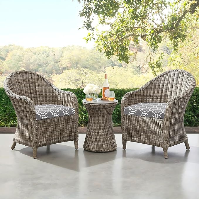 downluxe Outdoor Chair Cushions Set of 4 for Patio Furniture, Water-Resistant Patio Chair Cushions with Ties, High Density Foam Outdoor Seat Cushion, 17" X 16" X 2", Grey Gourd
