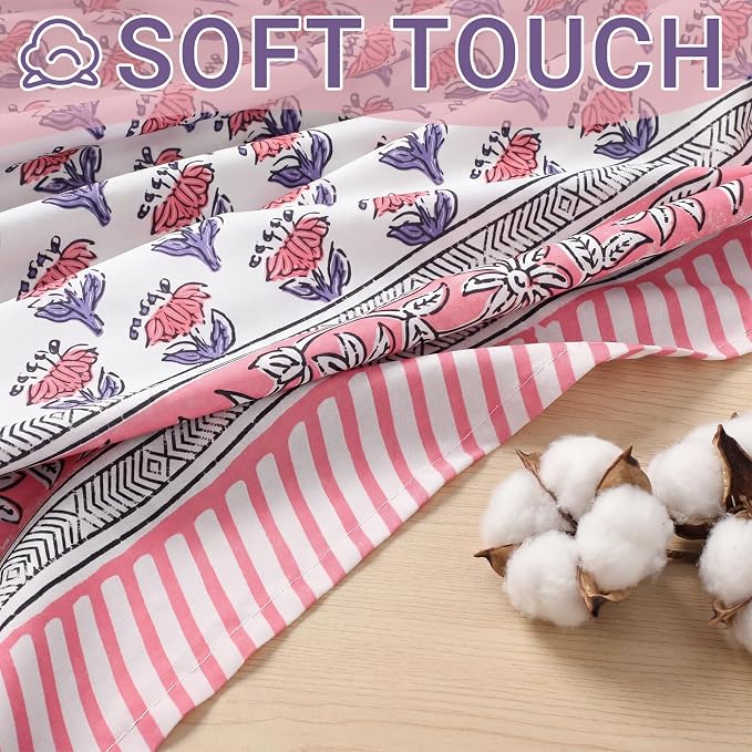 Block Print Tablecloth, 60 x 60 inch Fabric Square Table Cover Flower Table Cloth for Mahjong Weddings Spring Summer and Barbeque Farmhouse Dining Dinner Tablecloth(Style A,Pink)