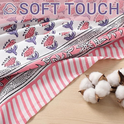 Block Print Tablecloth, 60 x 60 inch Fabric Square Table Cover Flower Table Cloth for Mahjong Weddings Spring Summer and Barbeque Farmhouse Dining Dinner Tablecloth(Style A,Pink)