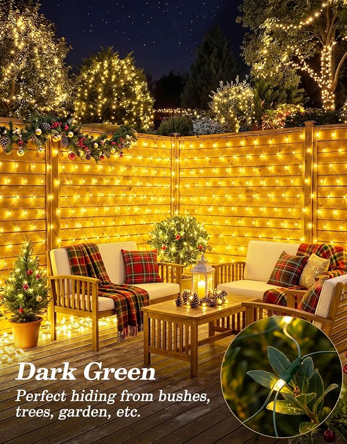 21x5FT Solar Christmas Net Lights Outdoor Waterproof with Remote | 360LED 8 Modes Solar & USB Powered Mesh Lights with Green Wire for Gazebo, Bush, Garden Shrubs, Lawn, Patio Decor, Warm White