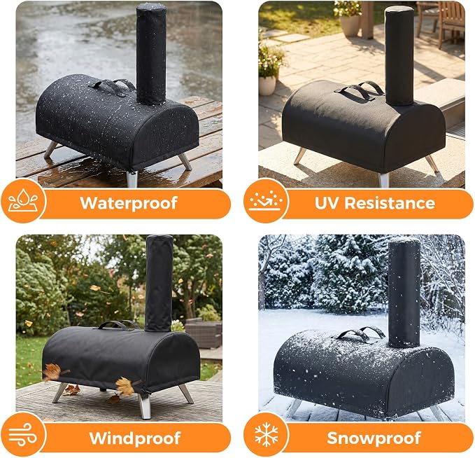 Pizza Oven Cover for Big Horn and aidpiza 12, 600D Heavy Duty Oven Cover | Waterproof Oven Cover for Pizza Oven with Adjustable Drawstrings and Handle, Pizza Oven Accessories Carry Cover for Outdoor