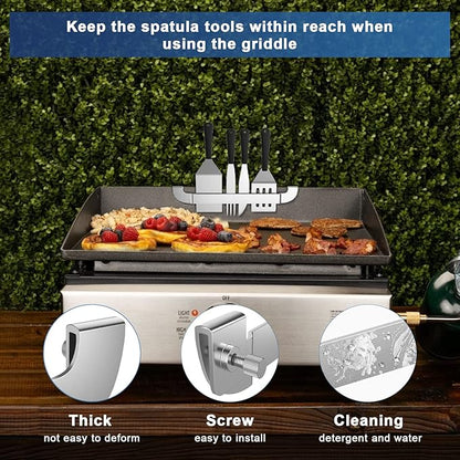 Griddle Spatula Holder, 10 Inch Stainless Steel Barbecue Tool Hold Rack, Outdoor Picnic Griddle Accessories for Blackstone, Royal Gourmet and Other Flat Top Griddle