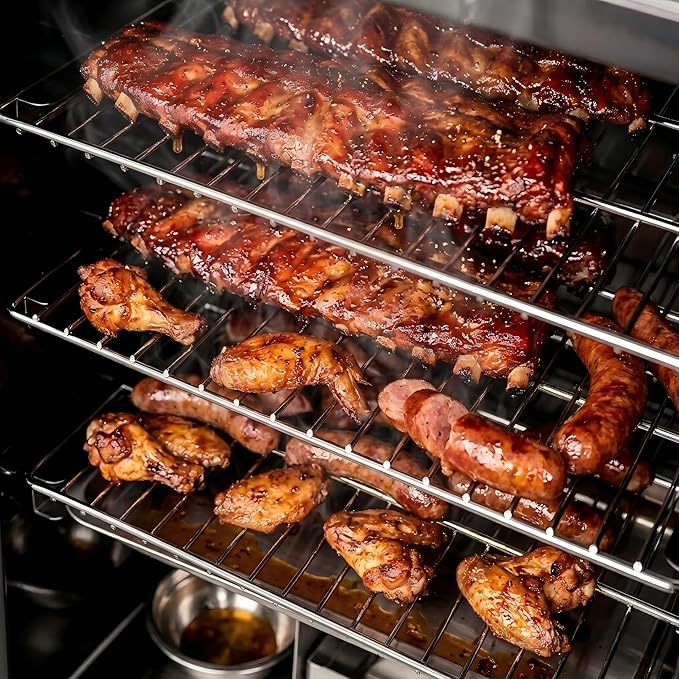 CLIVIA 8-Layer Electric Smoker with Side Wood Chip Loader, 1600W Vertical Digital BBQ Smoker Oven, 0-24H Timer & 86-257°F Temp Control, Large Capacity Meat Smoker for Jerky, Sausage, Fish (DSH-S45E)