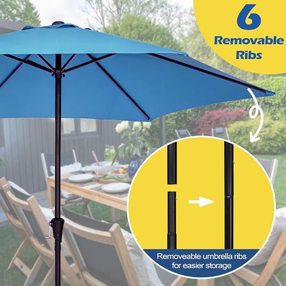 Sunnyglade 9FT Outdoor Patio Umbrella, Market & Table Umbrella with 6 Sturdy Ribs and Crank System, Fade-resistant & Waterproof for Garden Backyard Poolside Deck
