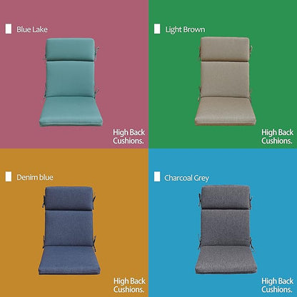 Indoor Outdoor High Back Rocking Chair Cushions Replacement Patio Seat Cushion Fade Resistance, Set of 4 Blue Lake