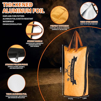 BBQ Blanket for Resting Meat – Insulated Brisket Blanket Bag, Reusable Meat Resting Blanket for Smoking, Grilling, Prep Tub Use – BBQ Accessories for Brisket, Ribs, Pork Shoulder, 21"x21"
