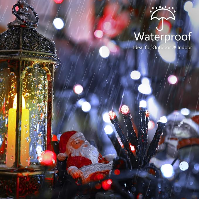 Brizled Red & White Christmas String Lights Indoor Outdoor, 78.74ft 240 LED | Connectable; 8 Modes; Waterproof; Timer; Twinkle Plug in Mini String Light for Xmas Tree Fireplace Party Valentine's Day