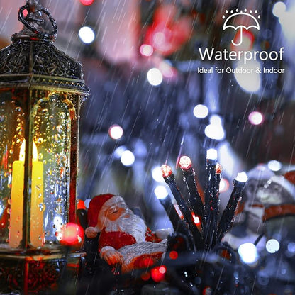 Brizled Red & White Christmas String Lights Indoor Outdoor, 78.74ft 240 LED | Connectable; 8 Modes; Waterproof; Timer; Twinkle Plug in Mini String Light for Xmas Tree Fireplace Party Valentine's Day