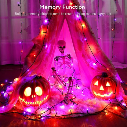 Brizled Halloween Lights Outdoor, 95.14ft 240 LED Purple & Orange Lights | Connectable; Timer; 8 modes; Waterproof; Plugin twinkle mini Halloween fairy string lights for indoor outside spooky decor