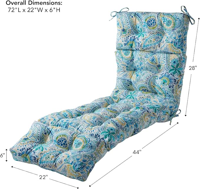 Greendale Home Fashions 72 x 22-inch Outdoor Chaise Lounge Cushion, Paisley