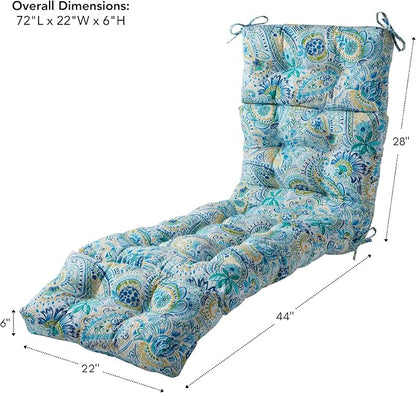 Greendale Home Fashions 72 x 22-inch Outdoor Chaise Lounge Cushion, Paisley