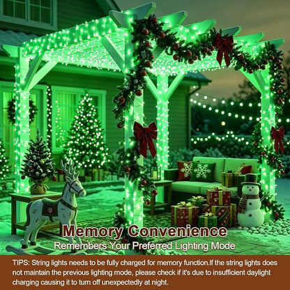 Solar String Lights 2 Pack Total 66FT 200LED Solar Fairy Lights Outdoor Waterproof 8 Lighting Modes Twinkle Lights for Patio, Garden Yard Party Wedding Tree Christmas Halloween Decoration, Green