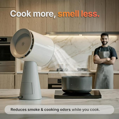 TUCO Portable Range Hood, Countertop Kitchen Exhaust Fan with 3 Speeds, 5-Layer Filter, Powerful Smoke Removal, Low Noise, Oil Cup, Air Purifier for Apartments, Dorms & Indoor BBQ Smokeless – Grey