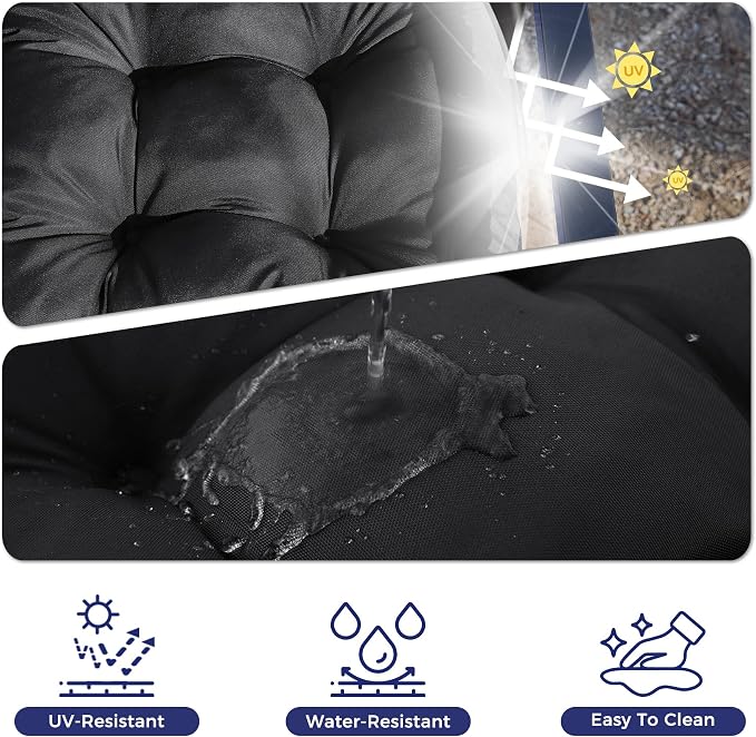 IASEAHK Outdoor Chair Cushions Set of 4, 19" x 19" x 5", Waterproof Outdoor Seat Cushions for Patio Furniture, Fade-Resistant Patio Chair Cushion, Dining Wicker Chair Pads for Porch Garden, Black