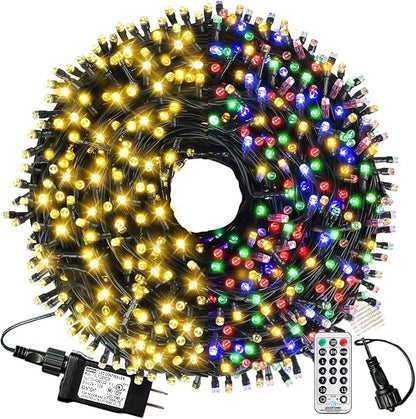 170ft 500 LED Christmas Lights, 3 in 1 Color Changing Christms Tree Lights | 11 Modes and Remote for Outdoor Indoor Decor Christms Light(Warm White & Multicolor & Combination) (170FT)