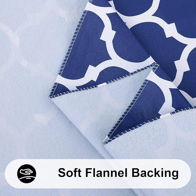 Smiry Rectangle Table Cloth Cover, Waterproof Vinyl Tablecloth with Flannel Backing for Rectangle Tables, Wipeable Spillproof Plastic Tablecloths for Dining, Camping and Indoor (60"x102", Navy)