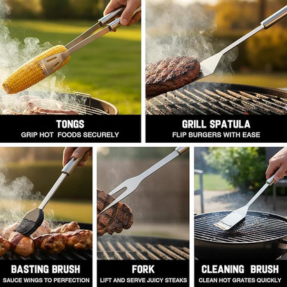 Grandpa Gifts for Fathers Day - Heavy Duty BBQ Grilling Accessories Kit for Outdoor Grill - Best Grandpa Gifts for Birthday Christmas