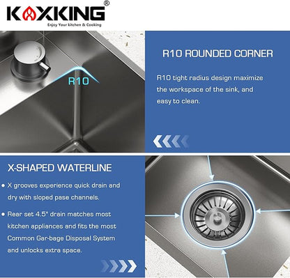 RV Kitchen Sink 13x15 Inch with Foldable Faucet, Nano Silver 16 Gauge Stainless Steel Undermount Workstation Sink with Cutting Board Cover, Bottom Grid & Drain Kit