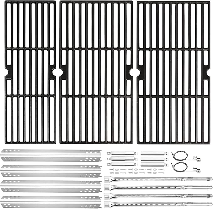 Hisencn Replacement Parts for Charbroil Performance 4 Burner Grill, 463347017, 463335517, 463347418, 463342119, 463376017, 463342118, G470-5200-W1 Burner, G470-0004-W1A Heat Plates and Cooking Grates
