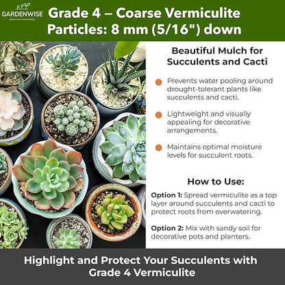 Organic Coarse Vermiculite for Indoor Gardening Plants and Mushrooms – Enhances Soil Aeration, Seed Germination, Rooting Cuttings – Small Packages and Bulk (Vermiculite Grade 4 – Coarse, 3 qt)