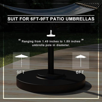 California Umbrella 50 lbs. Round Concrete Weighted Powdercoated Steel Umbrella Base, Black Frame, One Size , CFMT160-Black
