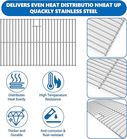 SafBbcue SST18L Heat Plates and Grates Grill Replacement Parts for Smoke Hollow SH19030819 SH19032719 SH19032319 SH19032419 SH19032519 Grill Accessories Flame Tamer, Stainless Steel