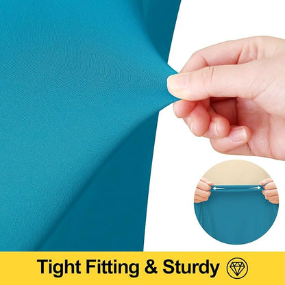 Smiry 2 Pack Spandex Elastic Fitted Table Cloth Skirt for 4FT Table | Stretch Washable Table Cloth, Banquet Table Cover for Wedding, Party, Indoor & Trade Shows, (Turquoise, 48Lx30Wx30H)