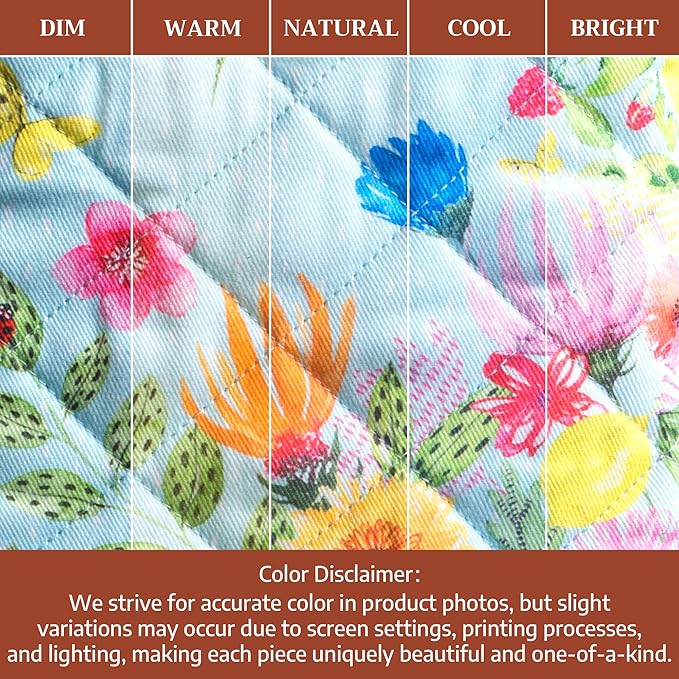 Maison d'Hermine Oven Gloves 100% Cotton Oven Mitt 7" x 13" with Loop Heat Resistant BBQ Cooking Gloves Baking Grilling Kitchen Hotel Home Farmhouse Spring Summer (Pack of 1, Jardin D'Ete - Mint)