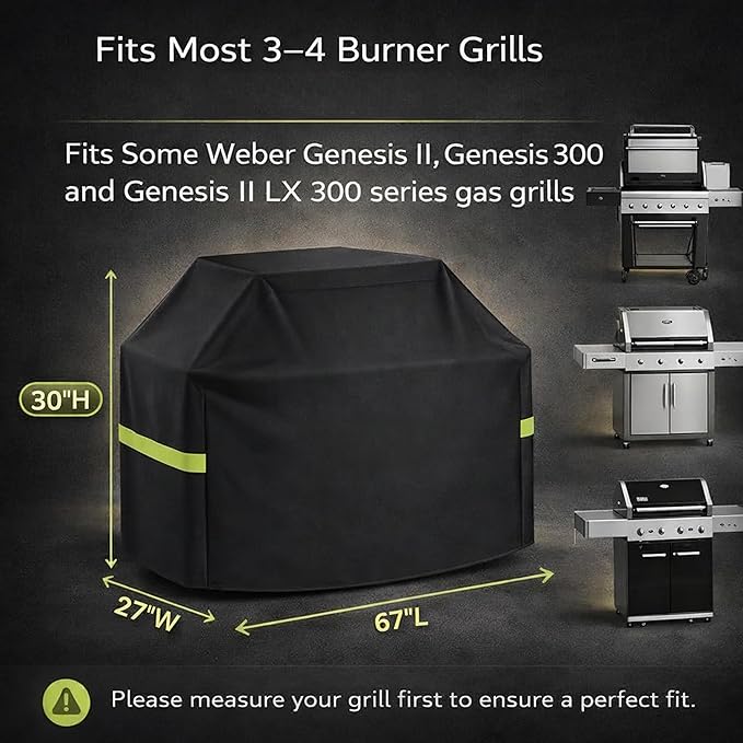Grill Cover - 36 Inch Heavy Duty BBQ Grill Cover for Outdoor Grill, Waterproof, UV, Fade & Tear Resistant, Gas Grill Cover for Weber Charbroil Genesis Nexgrill and More