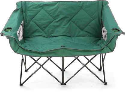 ARROWHEAD OUTDOOR Portable Folding Double Duo Camping Chair Loveseat | 2 Cup & Wine Glass Holder, Carrying Bag, Supports up to 500lbs, Beach, Tailgating, Fishing, Patio, Hunting, Backyard, Picnic