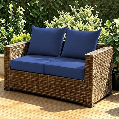 Patio Cushions for Outdoor Furniture, 24x24 Outdoor Couch Cushions, Waterproof & Fade-Resistant Patio Chair Cushions with Removable Cover, Replacement Outdoor Deep Seat Cushion, Navy Blue (Set of 2)