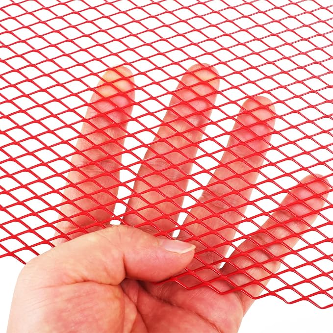 AggAuto Universal 40"x13" Car Grill Mesh 6x12mm Rhombic Hole Red | Aluminum Alloy Automotive Grille Insert Bumper, One of the Most Multifunctional Shape Grids 100x33cm