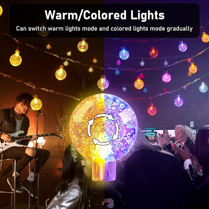 YCoisini 66FT Outdoor String Lights, 100 LED Patio Lights with Remote Control, Voice-Activated & Music Sync Mode, 16 Color-Changing Modes, Waterproof for Patio Garden Party Decor