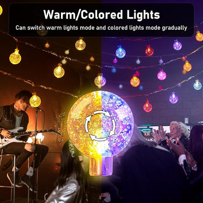 YCoisini 66FT Outdoor String Lights, 100 LED Patio Lights with Remote Control, Voice-Activated & Music Sync Mode, 16 Color-Changing Modes, Waterproof for Patio Garden Party Decor