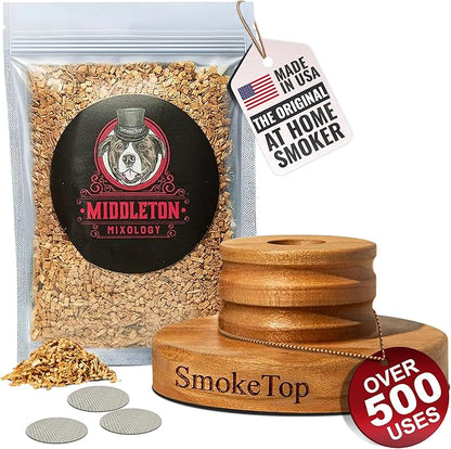 SmokeTop® Cocktail & Food Smoker Kit - Whiskey & Bourbon Drink Smoker for Old Fashioned, Cocktails, Cheese & Meat Smoking with 2oz Wood Chip Sample Pack – by Middleton Mixology