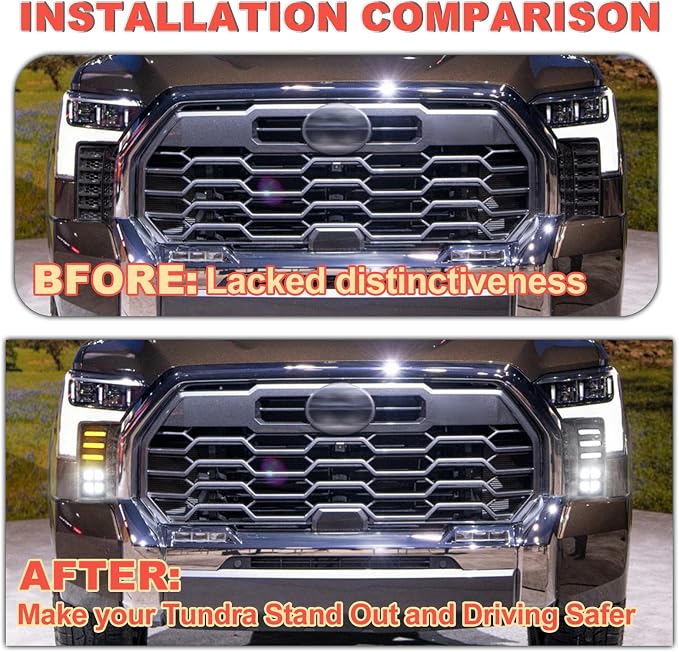 White Led Fog light DRL and Front Grille Lights Fit For Toyota Tundra 2022-2025 Bundle,Grille Led lights Only Fits Platinum,1794 Edition-Switchback DRL with Amber Turn Signal &Vehicle-Specific Lamp