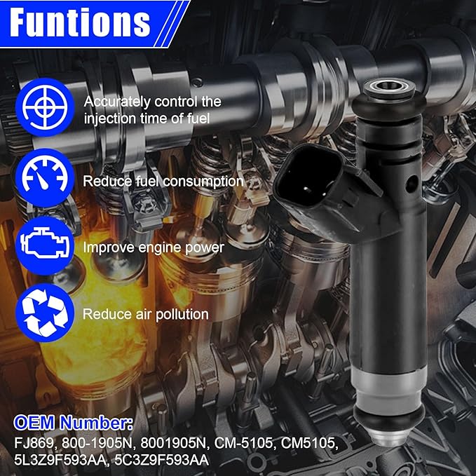 Set of 6 Fuel Injectors FJ869 for Ford F-150 4.2L V6 2005-2008 Naturally Aspirated Replacement 5L3Z-9F593-AA 5C3Z-9F593-AA 800-1905N