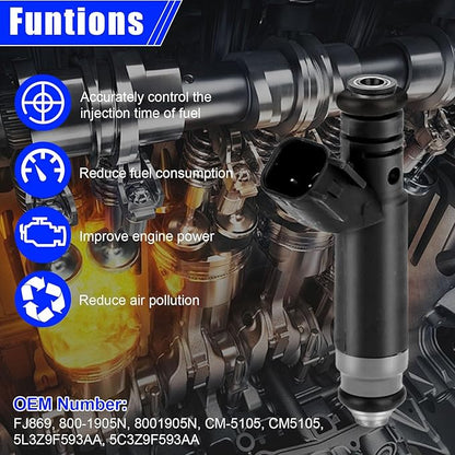 Set of 6 Fuel Injectors FJ869 for Ford F-150 4.2L V6 2005-2008 Naturally Aspirated Replacement 5L3Z-9F593-AA 5C3Z-9F593-AA 800-1905N