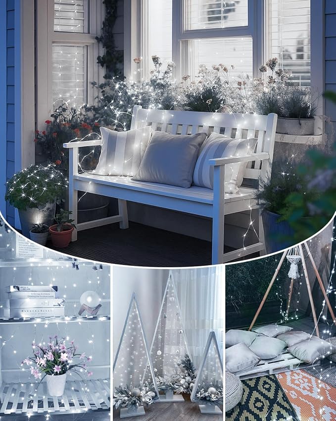 2 Pack 200 LED Fairy Lights Battery Operated with Remote, 66 FT Cool White | Cuttable, 8 Modes, Memory, Dimmable, Waterproof Battery String Lights with Timer for Indoor Outdoor, Christmas Decorations