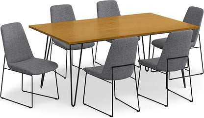 SIMPLIHOME Corina/Hunter 7-Piece Dining Set in Grey for the Dining Room and Kitchen