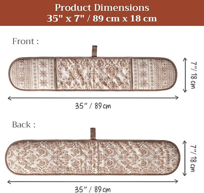 Maison d' Hermine Double Oven Mitts 100% Cotton Double Oven Glove (7"x35") | Heat Resistant BBQ Cooking Gloves with Loop Baking Kitchen Home Hotel Farmhouse Thanksgiving Christmas - Allure