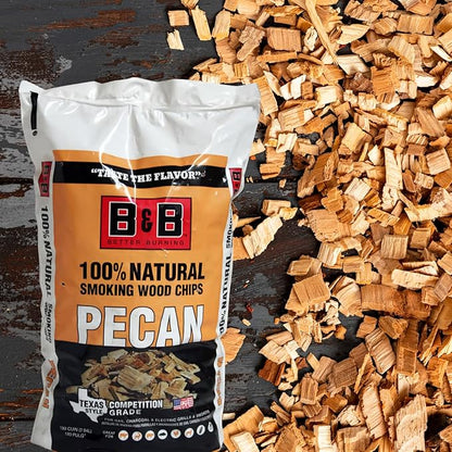 B&B Charcoal Smoking Chips 2-Pack – 180 cu in Bags of Premium Hardwood BBQ Smoking Chips – Perfect for Grilling, Smoking, and Adding Rich, Smoky Flavor to Meat, Fish, and Vegetables (Pecan)