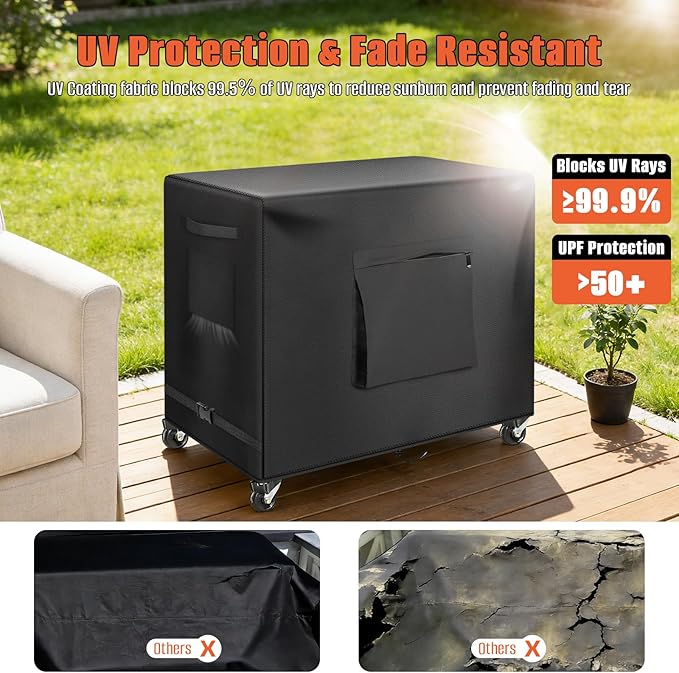 Kovshuiwe 33.8" L x 17.3" W x 32" H Outdoor Table Cover for Dining Cart, Stainless Steel Grill Cart Trolley Table Covers