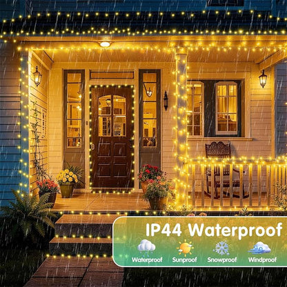 XURISEN 551FT 1400 LED Christmas Lights Outdoor Green Wire String Lights 8 Modes with Timer Memory Waterproof Fairy Lights Plug in for Xmas Tree Wedding Yard Party Holiday Decorations(Warm White)