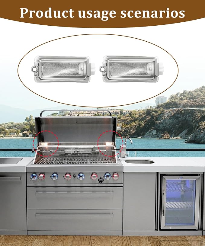 2Pcs 8A37000038 Halogen Grill Light | Fits for Mont Alpi Outdoor Island Grills (MAi805 MAi400 & MA-957) and Built-in Grills (MABi805 & MABi400)